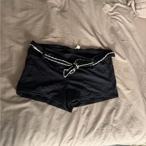 Black Swim Shorts with White Trim